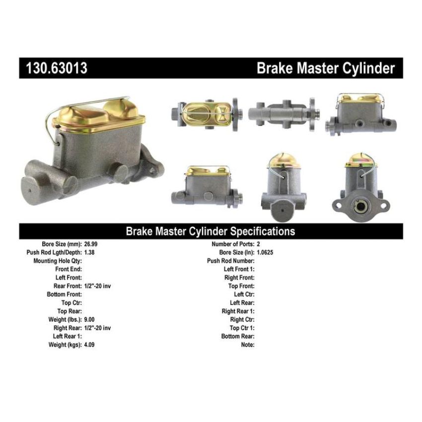 CENTRIC PARTS 130.63013 Centric Premium Brake Master Cylinder