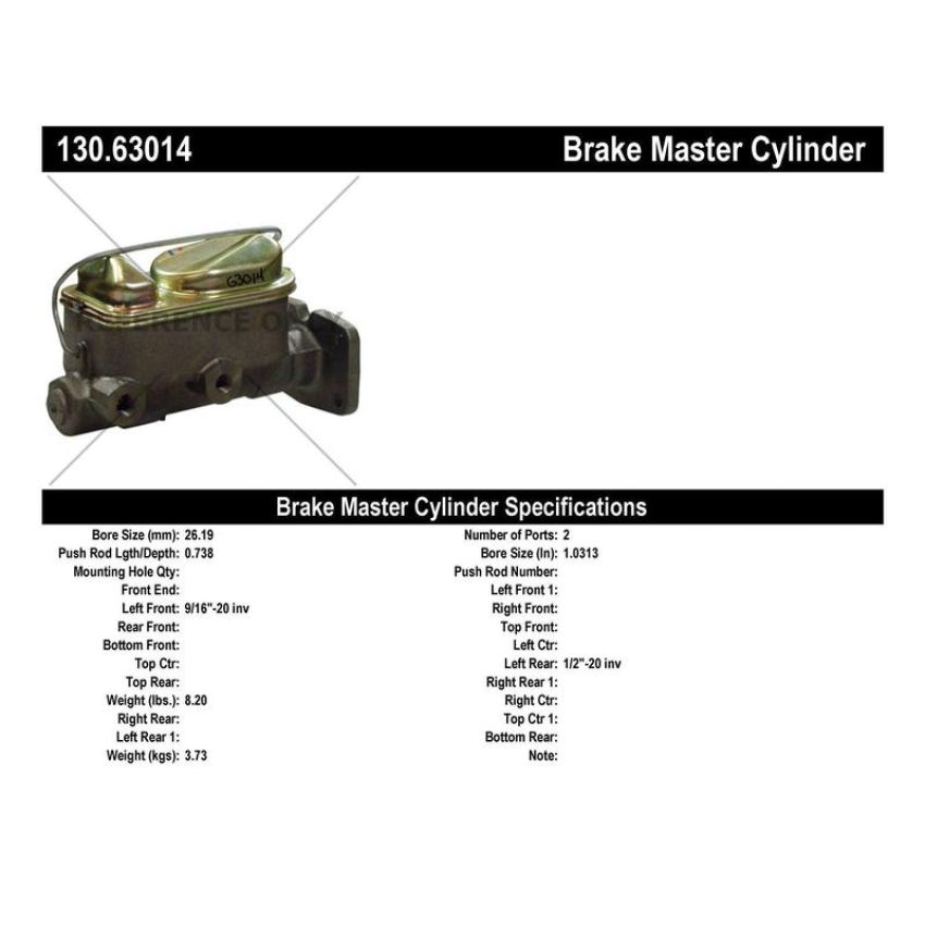 CENTRIC PARTS 130.63014 Centric Premium Brake Master Cylinder