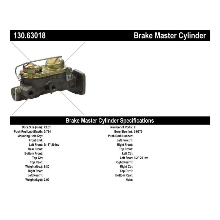 CENTRIC PARTS 130.63018 Centric Premium Brake Master Cylinder