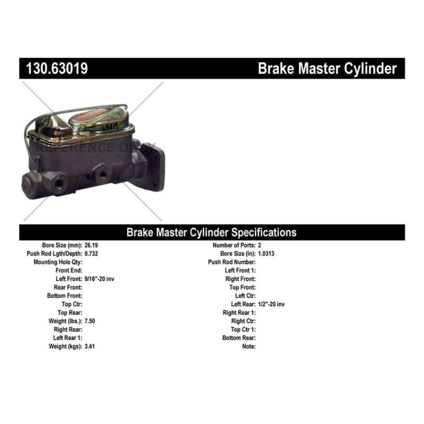 CENTRIC PARTS 130.63019 Centric Premium Brake Master Cylinder