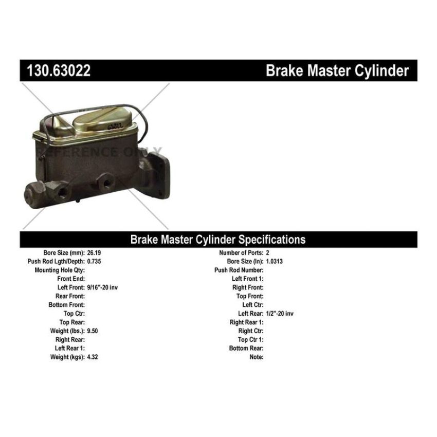 CENTRIC PARTS 130.63022 Centric Premium Brake Master Cylinder