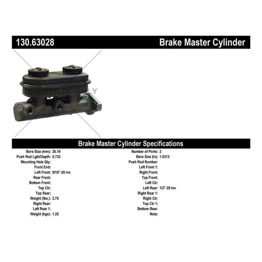 CENTRIC PARTS 130.63028 Centric Premium Brake Master Cylinder