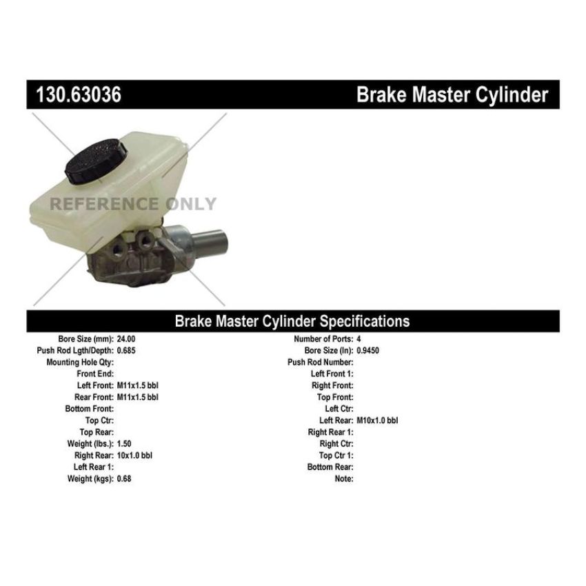 CENTRIC PARTS 130.63036 Centric Premium Brake Master Cylinder