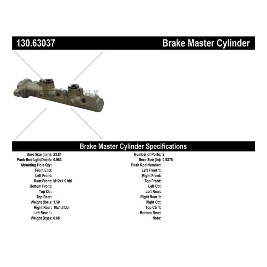 CENTRIC PARTS 130.63037 Centric Premium Brake Master Cylinder