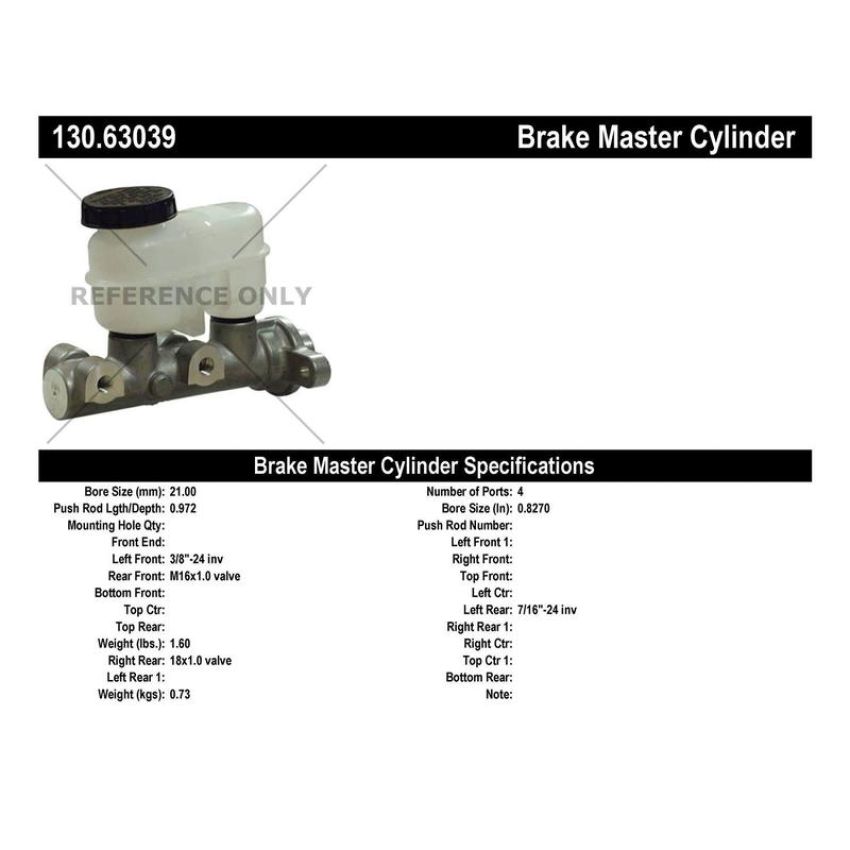CENTRIC PARTS 130.63039 Centric Premium Brake Master Cylinder