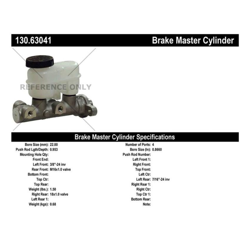 CENTRIC PARTS 130.63041 Centric Premium Brake Master Cylinder