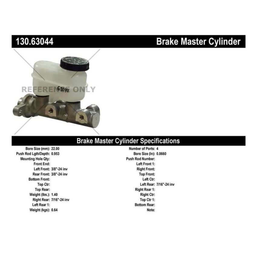 CENTRIC PARTS 130.63044 Centric Premium Brake Master Cylinder