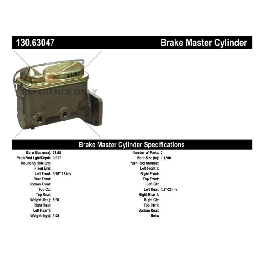 CENTRIC PARTS 130.63047 Centric Premium Brake Master Cylinder