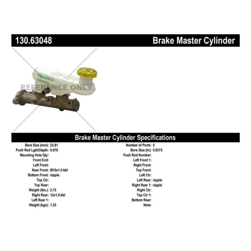CENTRIC PARTS 130.63048 Centric Premium Brake Master Cylinder