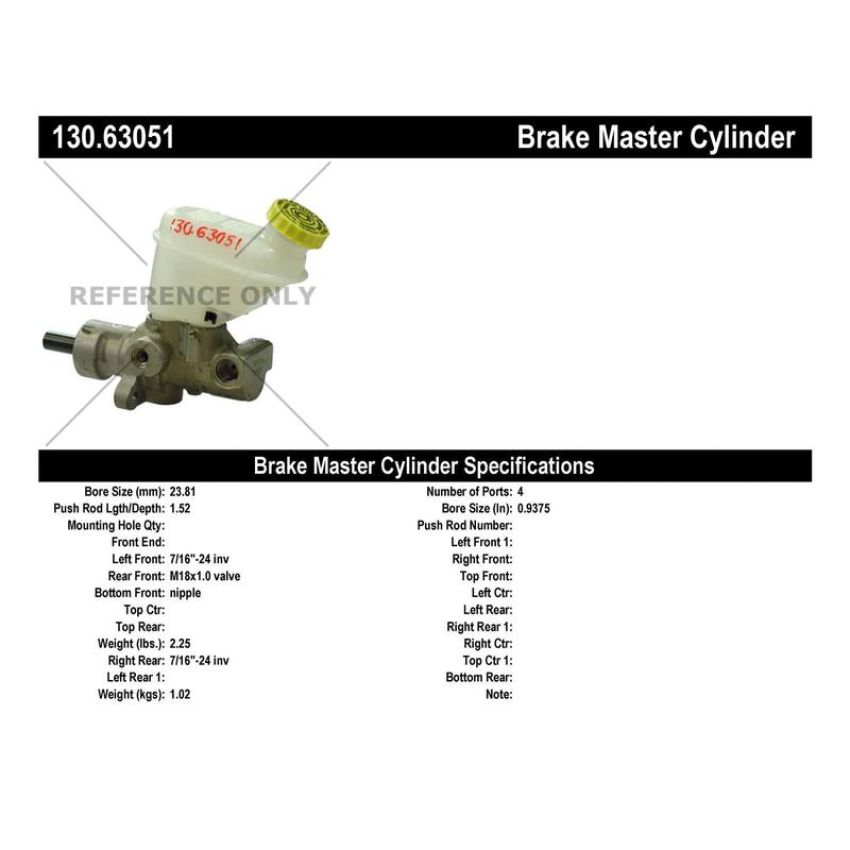 CENTRIC PARTS 130.63051 Centric Premium Brake Master Cylinder
