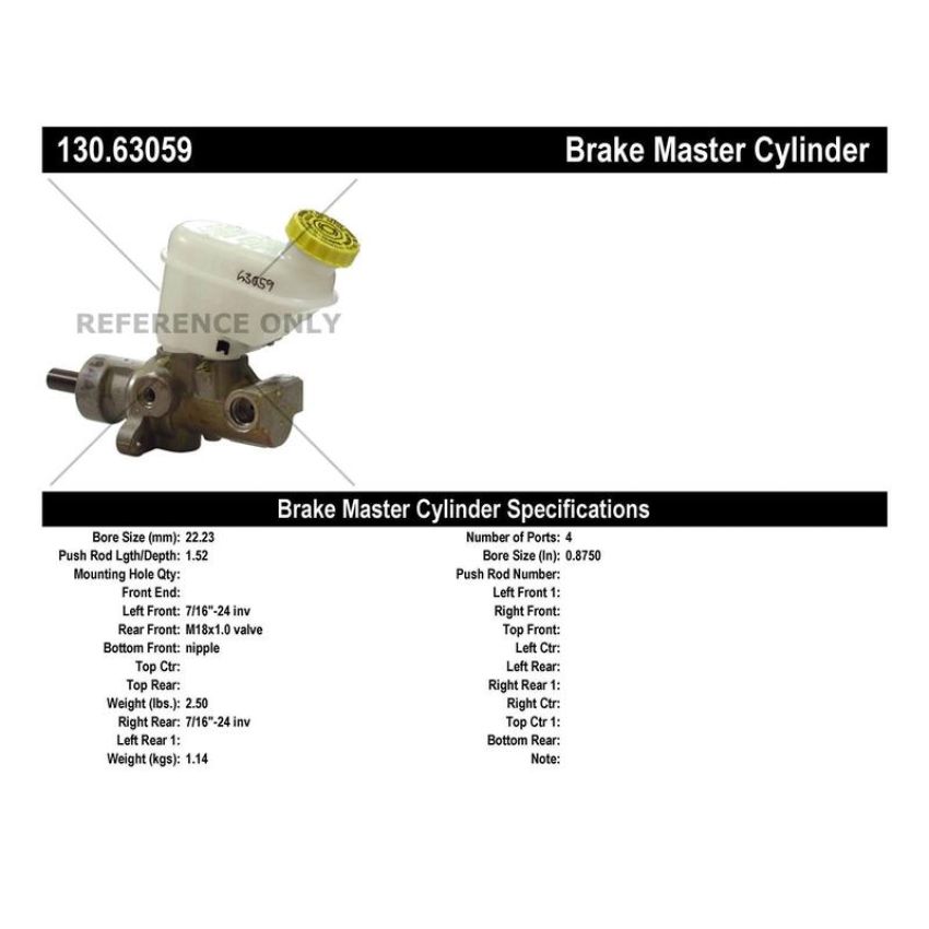 CENTRIC PARTS 130.63059 Centric Premium Brake Master Cylinder
