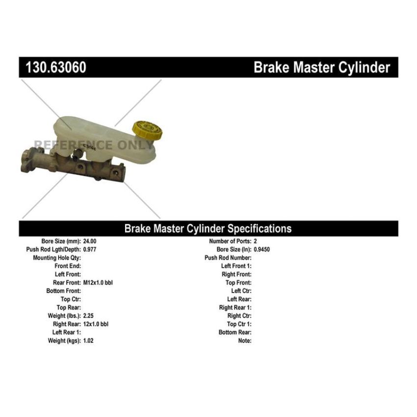 CENTRIC PARTS 130.63060 Centric Premium Brake Master Cylinder