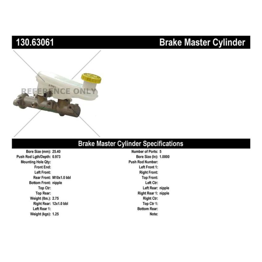 CENTRIC PARTS 130.63061 Centric Premium Brake Master Cylinder