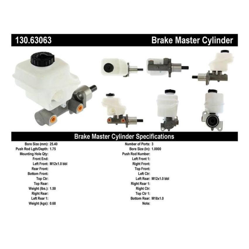 CENTRIC PARTS 130.63063 Centric Premium Brake Master Cylinder