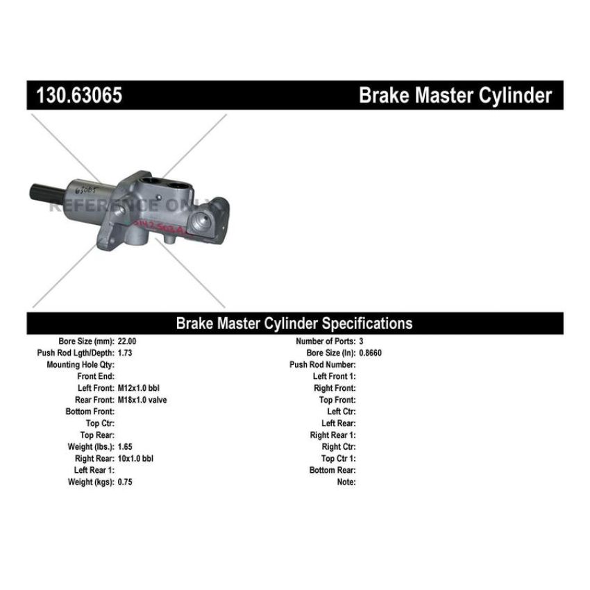 CENTRIC PARTS 130.63065 Centric Premium Brake Master Cylinder