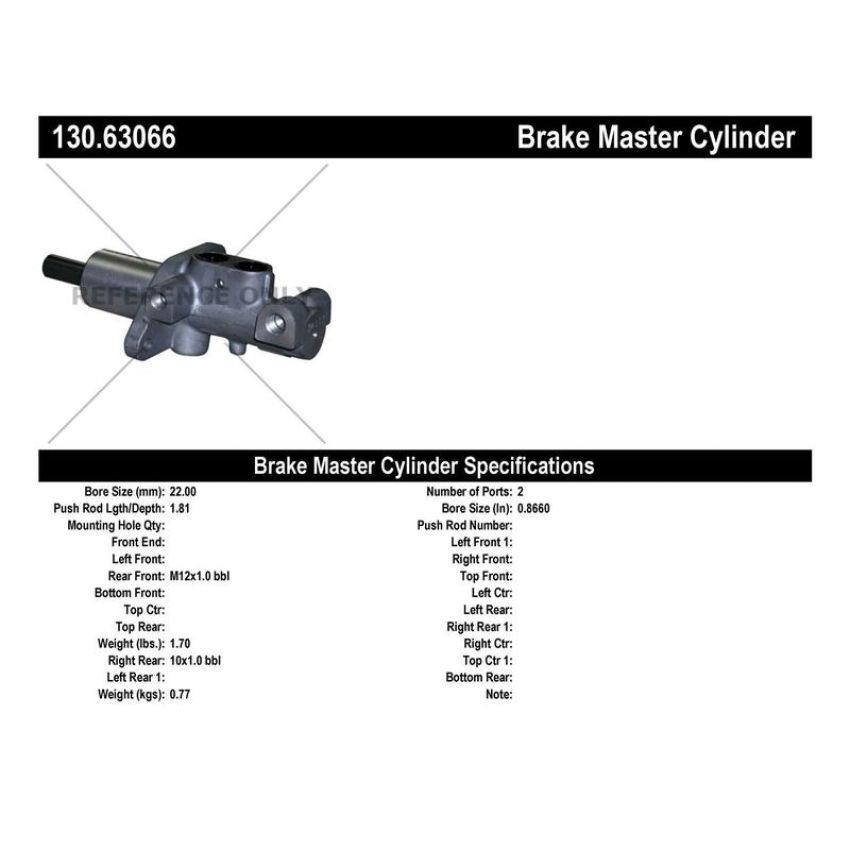 CENTRIC PARTS 130.63066 Centric Premium Brake Master Cylinder