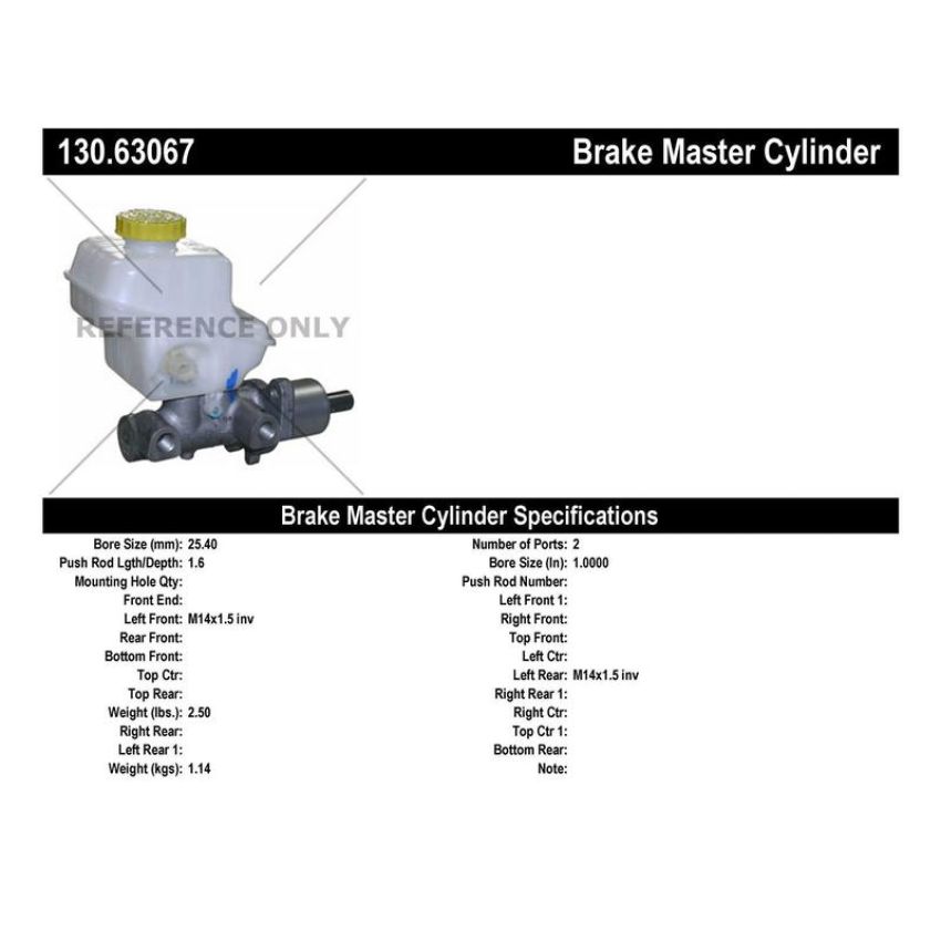 CENTRIC PARTS 130.63067 Centric Premium Brake Master Cylinder