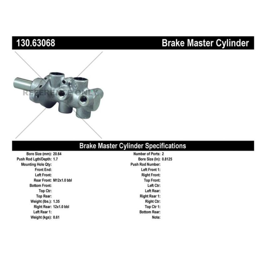 CENTRIC PARTS 130.63068 Centric Premium Brake Master Cylinder