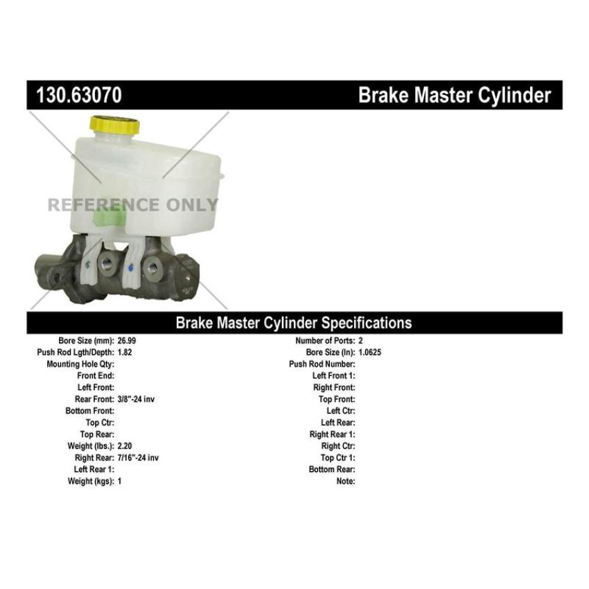 CENTRIC PARTS 130.63070 Centric Premium Brake Master Cylinder