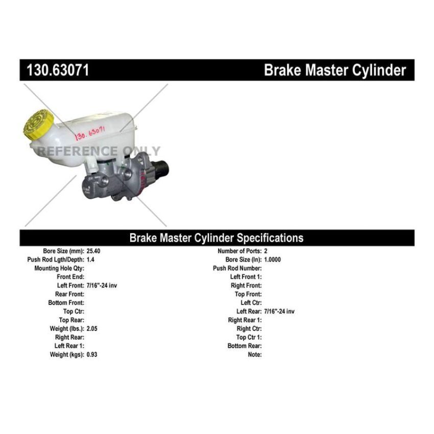CENTRIC PARTS 130.63071 Centric Premium Brake Master Cylinder