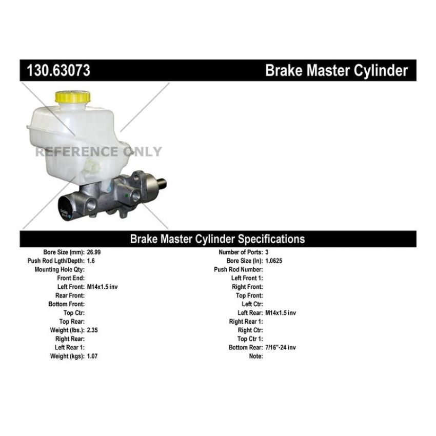 CENTRIC PARTS 130.63073 Centric Premium Brake Master Cylinder
