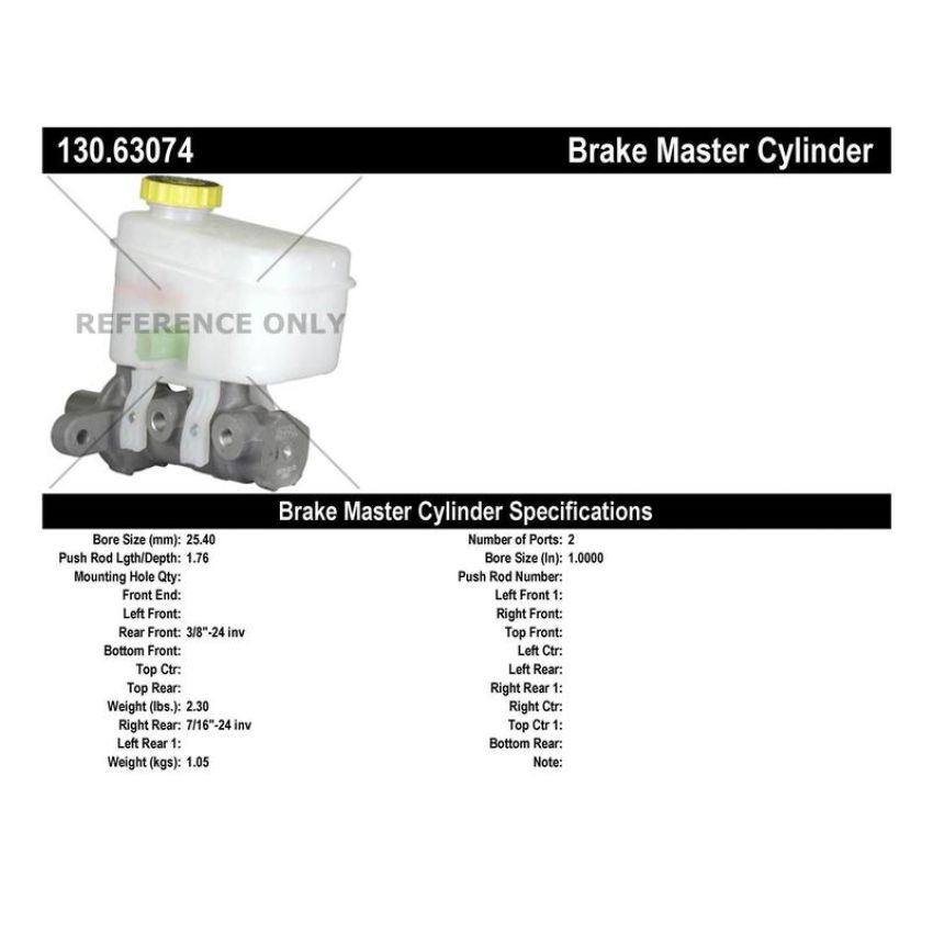 CENTRIC PARTS 130.63074 Centric Premium Brake Master Cylinder