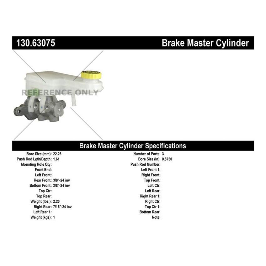 CENTRIC PARTS 130.63075 Centric Premium Brake Master Cylinder