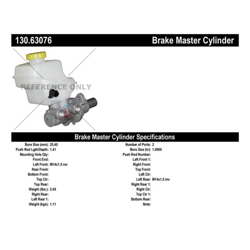 CENTRIC PARTS 130.63076 Centric Premium Brake Master Cylinder