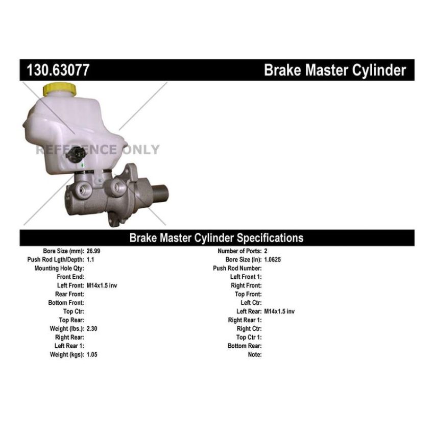 CENTRIC PARTS 130.63077 Centric Premium Brake Master Cylinder