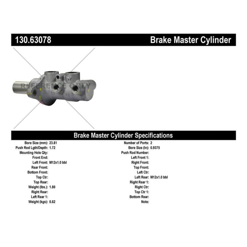 CENTRIC PARTS 130.63078 Centric Premium Brake Master Cylinder