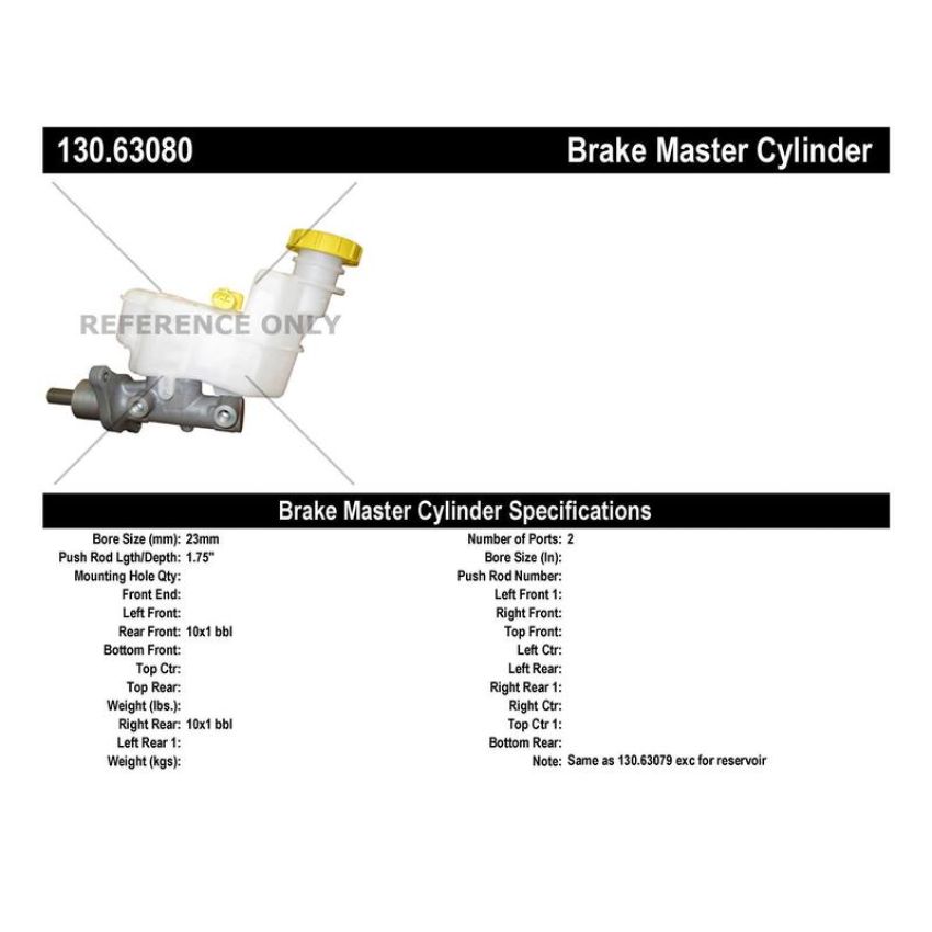 CENTRIC PARTS 130.63080 Centric Premium Brake Master Cylinder