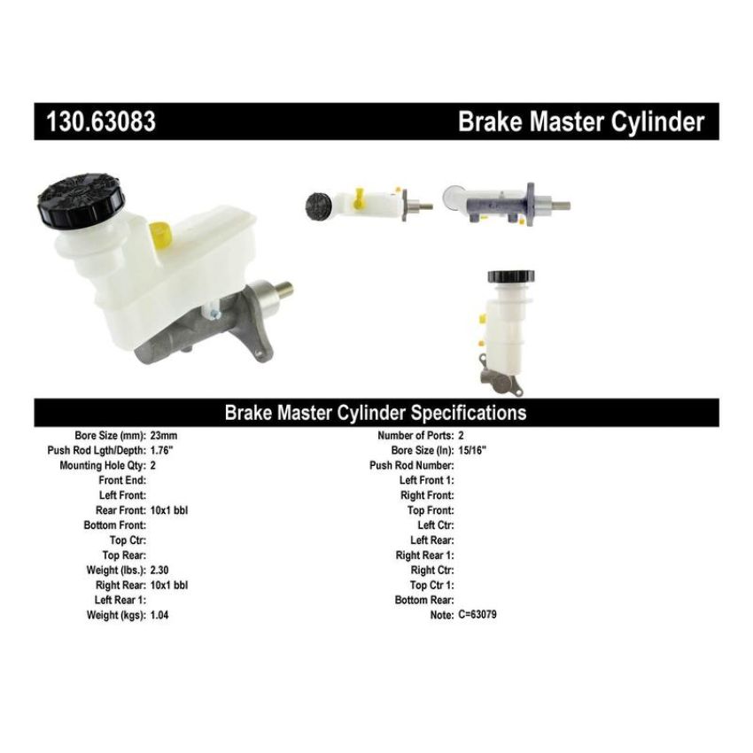 CENTRIC PARTS 130.63083 Centric Premium Brake Master Cylinder
