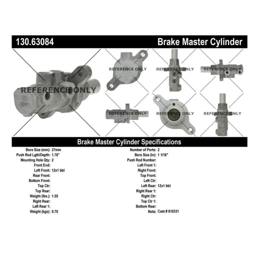 CENTRIC PARTS 130.63084 Centric Premium Brake Master Cylinder