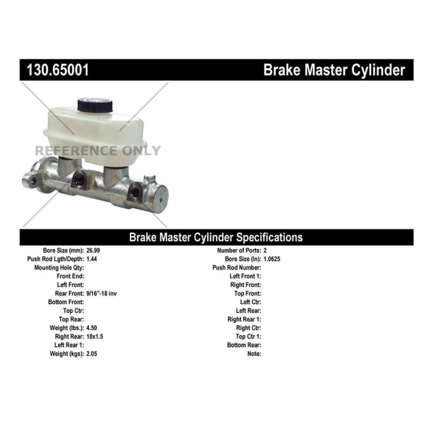 CENTRIC PARTS 130.65001 Centric Premium Brake Master Cylinder