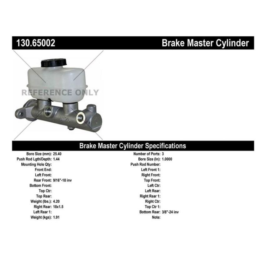 CENTRIC PARTS 130.65002 Centric Premium Brake Master Cylinder