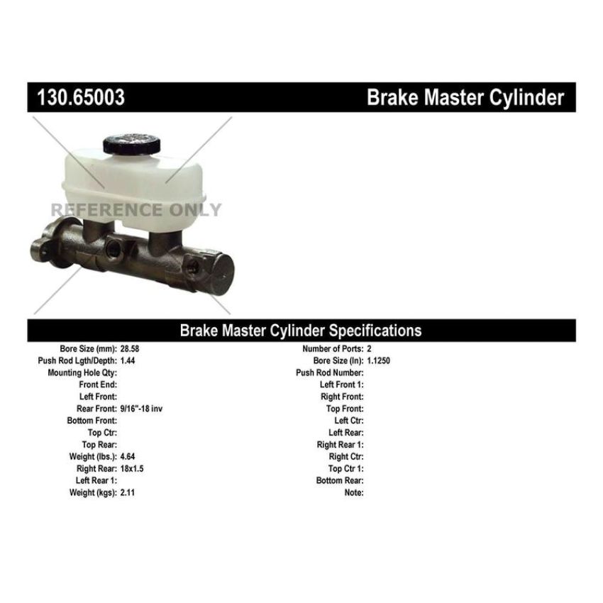 CENTRIC PARTS 130.65003 Centric Premium Brake Master Cylinder