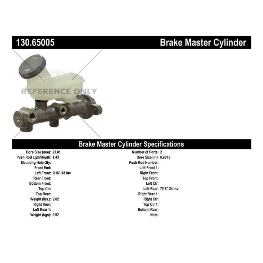 CENTRIC PARTS 130.65005 Centric Premium Brake Master Cylinder
