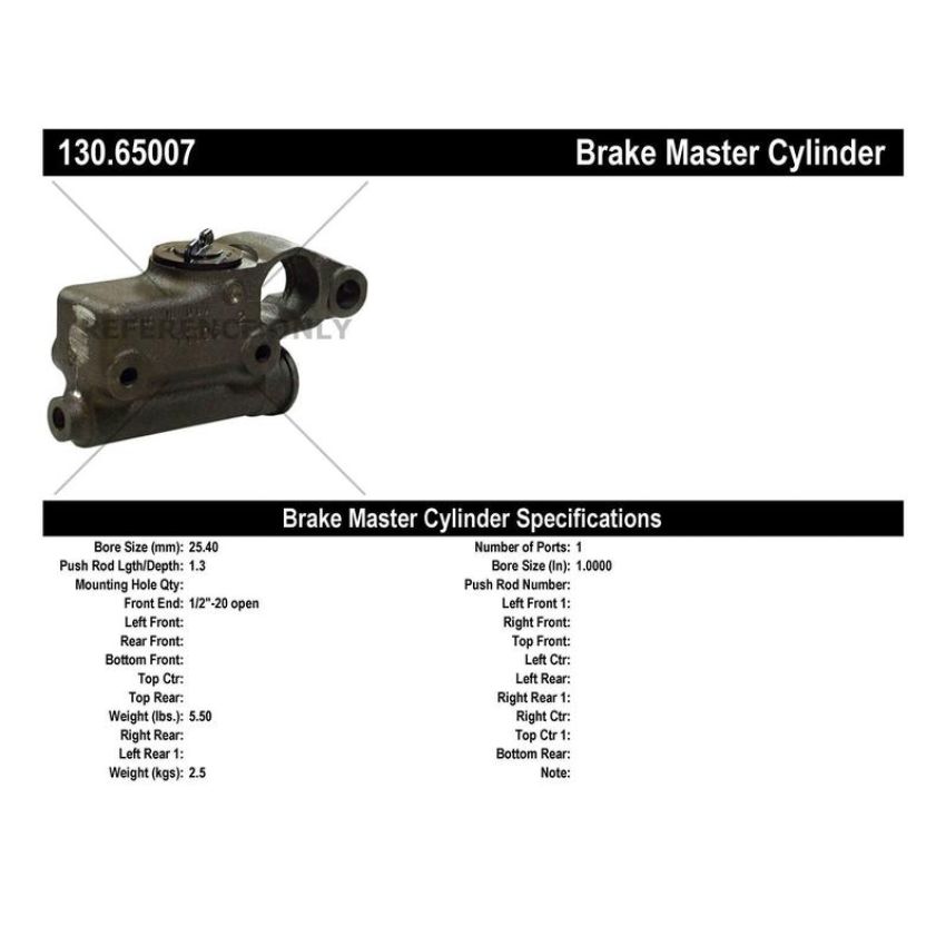 CENTRIC PARTS 130.65007 Centric Premium Brake Master Cylinder