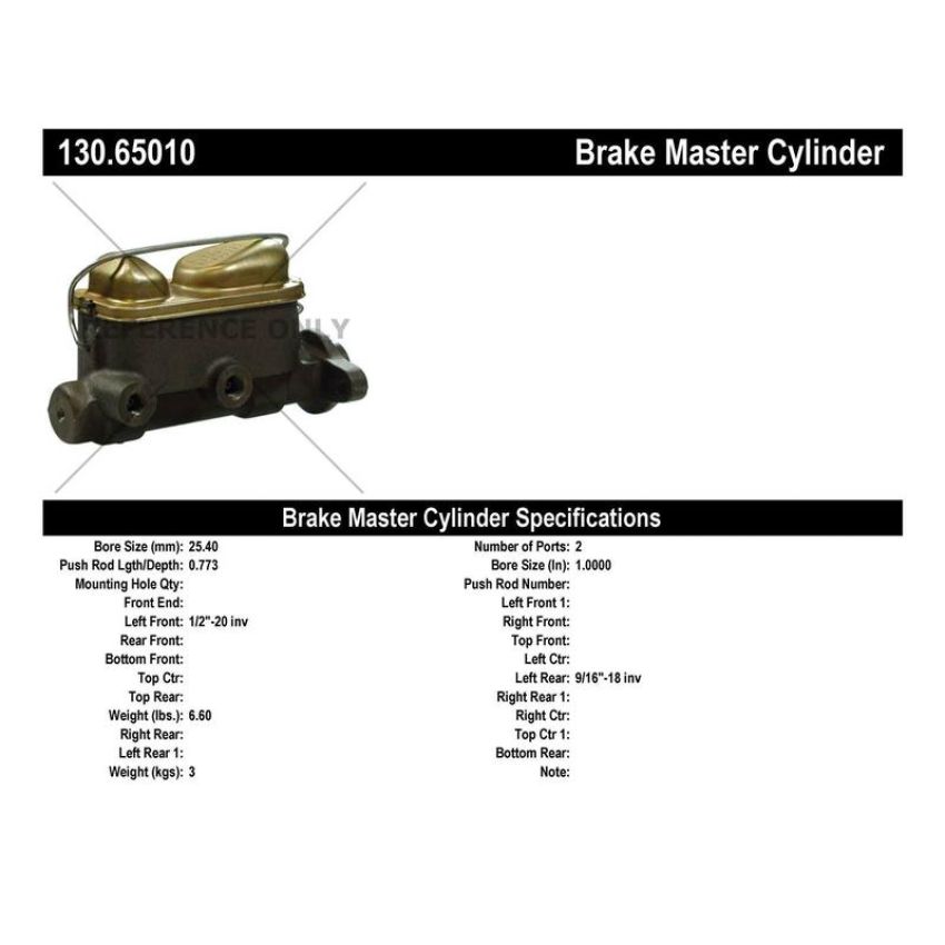 CENTRIC PARTS 130.65010 Centric Premium Brake Master Cylinder