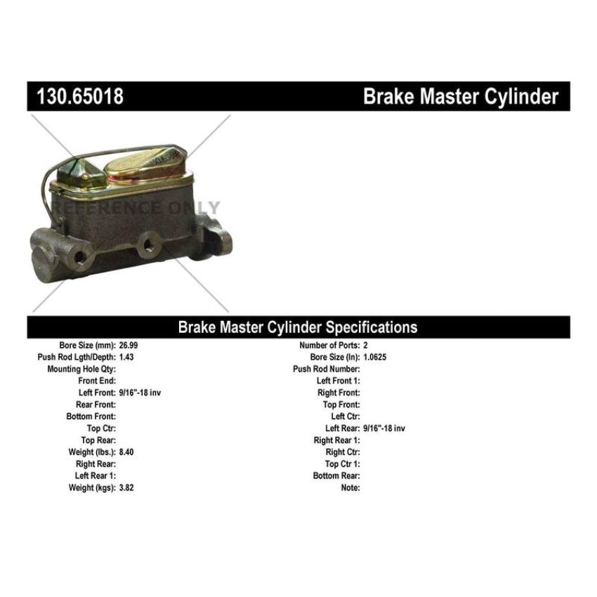 CENTRIC PARTS 130.65018 Centric Premium Brake Master Cylinder