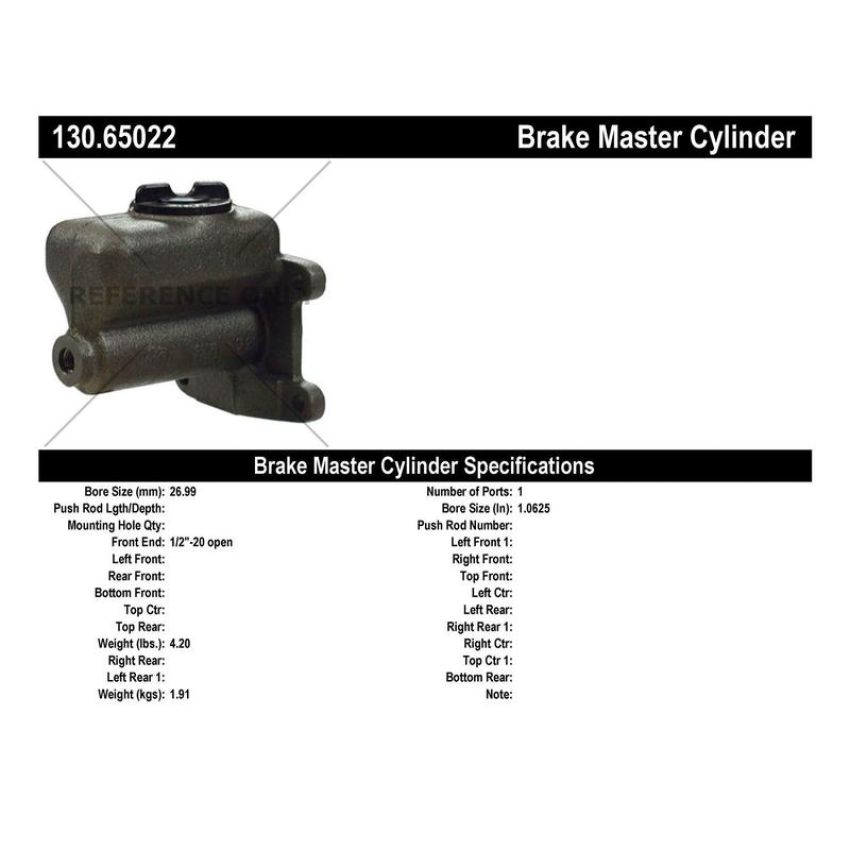 CENTRIC PARTS 130.65022 Centric Premium Brake Master Cylinder