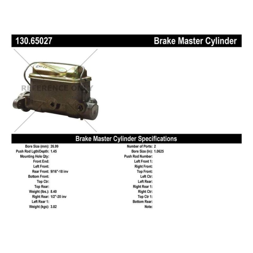 CENTRIC PARTS 130.65027 Centric Premium Brake Master Cylinder