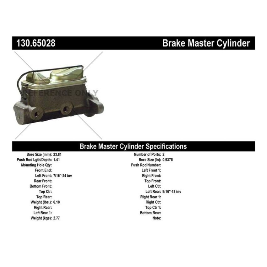 CENTRIC PARTS 130.65028 Centric Premium Brake Master Cylinder