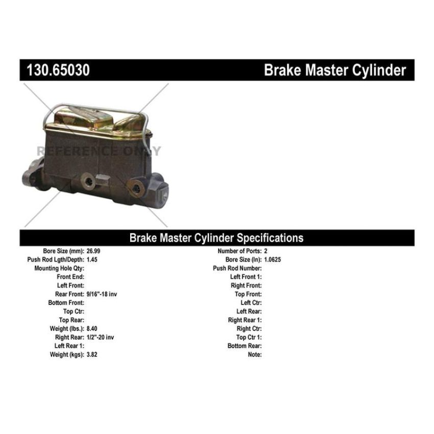 CENTRIC PARTS 130.65030 Centric Premium Brake Master Cylinder