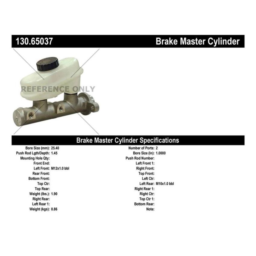 CENTRIC PARTS 130.65037 Centric Premium Brake Master Cylinder