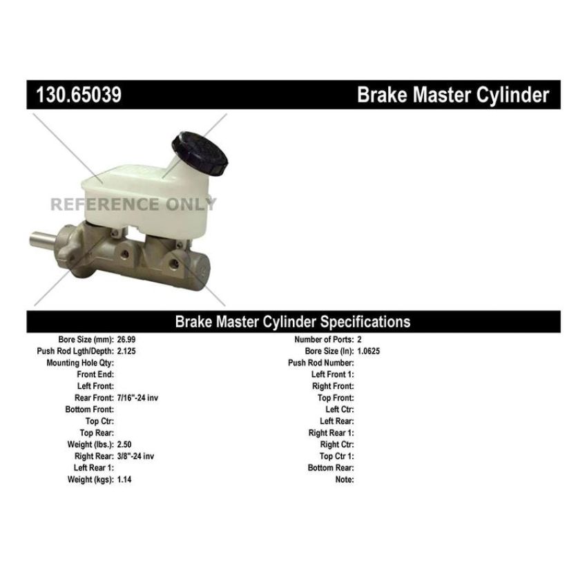 CENTRIC PARTS 130.65039 Centric Premium Brake Master Cylinder