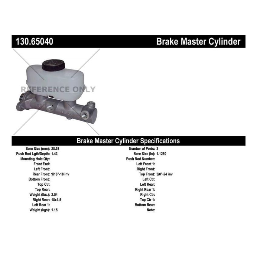 CENTRIC PARTS 130.65040 Centric Premium Brake Master Cylinder