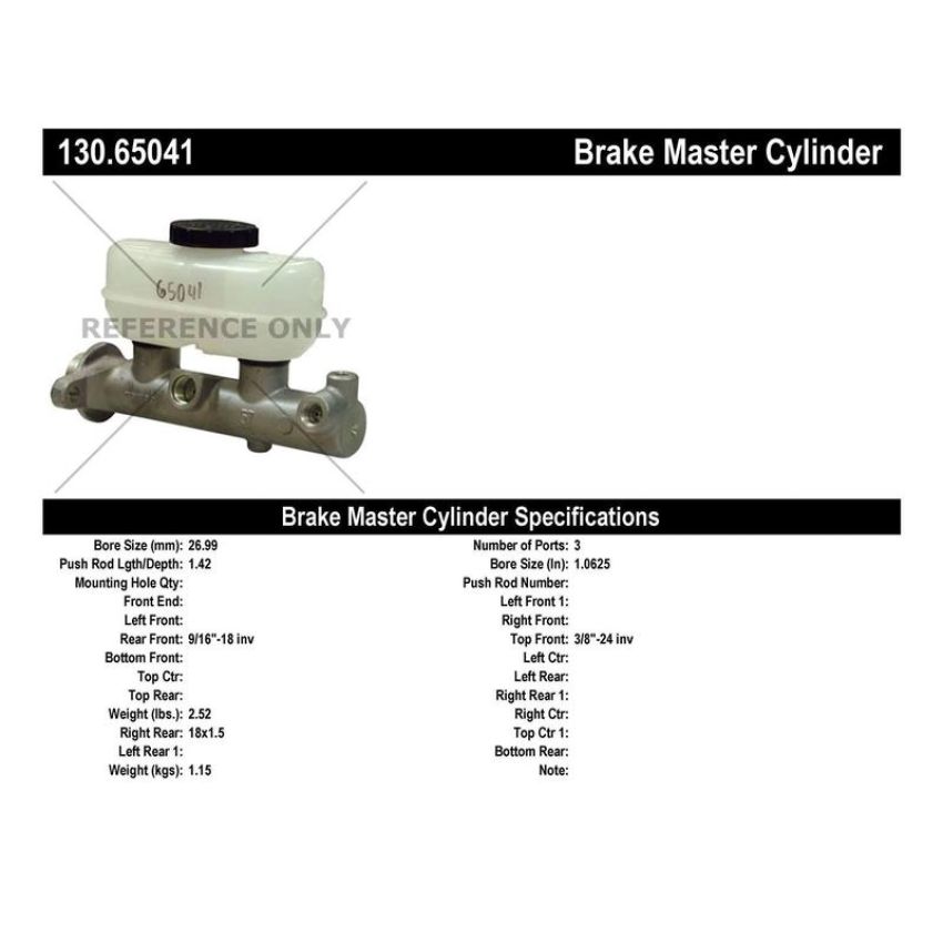 CENTRIC PARTS 130.65041 Centric Premium Brake Master Cylinder
