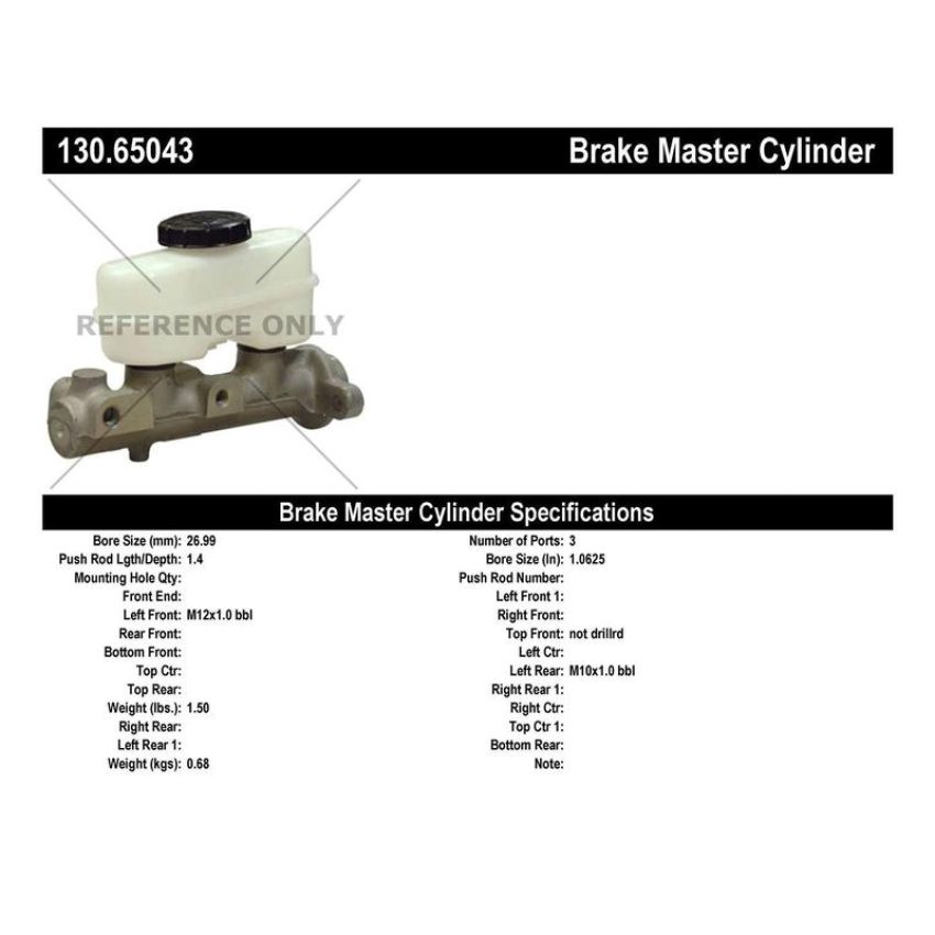 CENTRIC PARTS 130.65043 Centric Premium Brake Master Cylinder