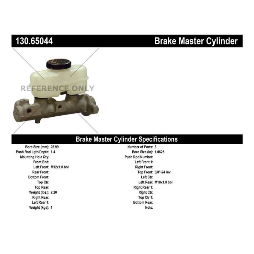 CENTRIC PARTS 130.65044 Centric Premium Brake Master Cylinder